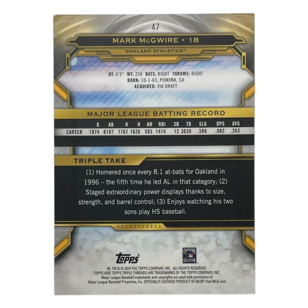 TOPPS MLBカード TRIPLE THREADS MARK McGWIRE OAKLAND ATHLETICS /99 #47 中古 IT2