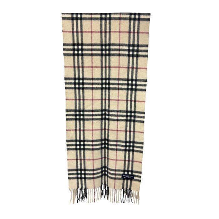 BURBERRY LONDON バーバリー ロンドン ノバチェック カシミヤ 100% マフラー 秋 冬 レディース メンズ ストール ベージュ 中古 W4
