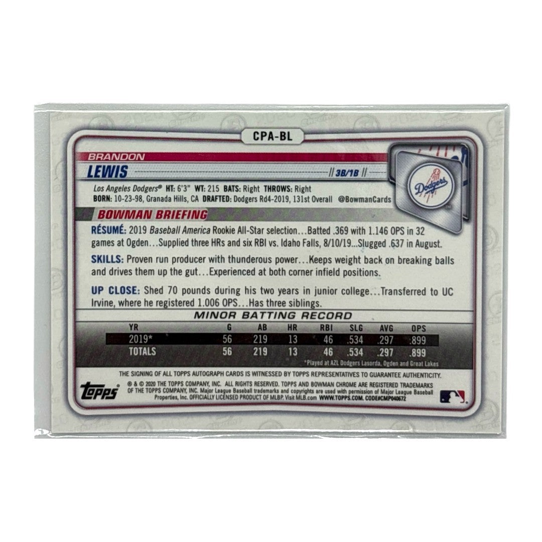 TOPPS MLBカード BOWMAN CHROME BRANDON LEWIS LOS ANGELES DODGERS #CPA-BL 中古 IT1
