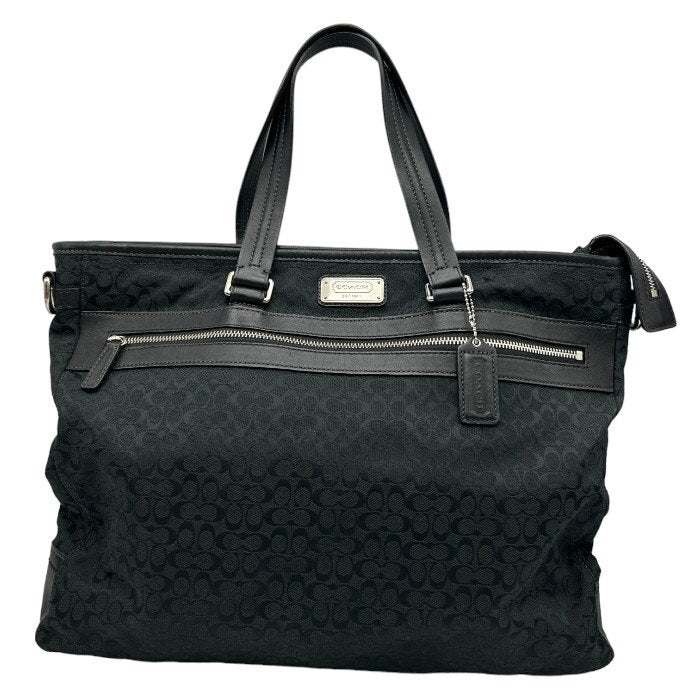 COACH コーチ ミニシグネチャー 2WAY トートバッグ F70291 メンズ ショルダーバッグ キャンバス ブラック 中古 W4