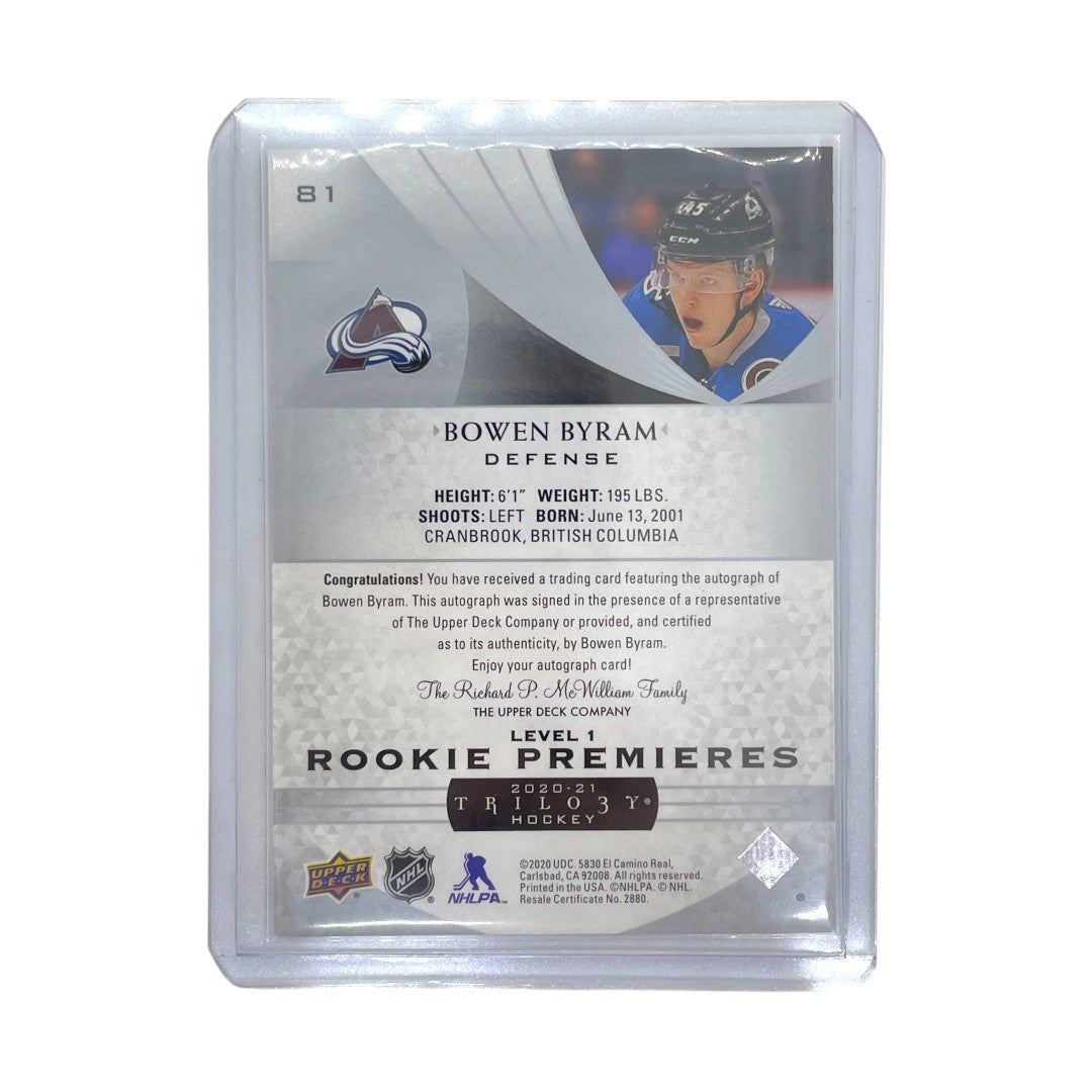 UPPER DECK NHLカード TRILOGY BOWEN BYRAM COLORADO AVALANCHE 027/249 #81 中古 IT1