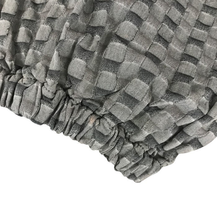 中川政七商店 もんぺパンツ レディース コットン ドビー織 格子模様 ウエストゴム 裾ゴム グレー Lサイズ 中古 T1