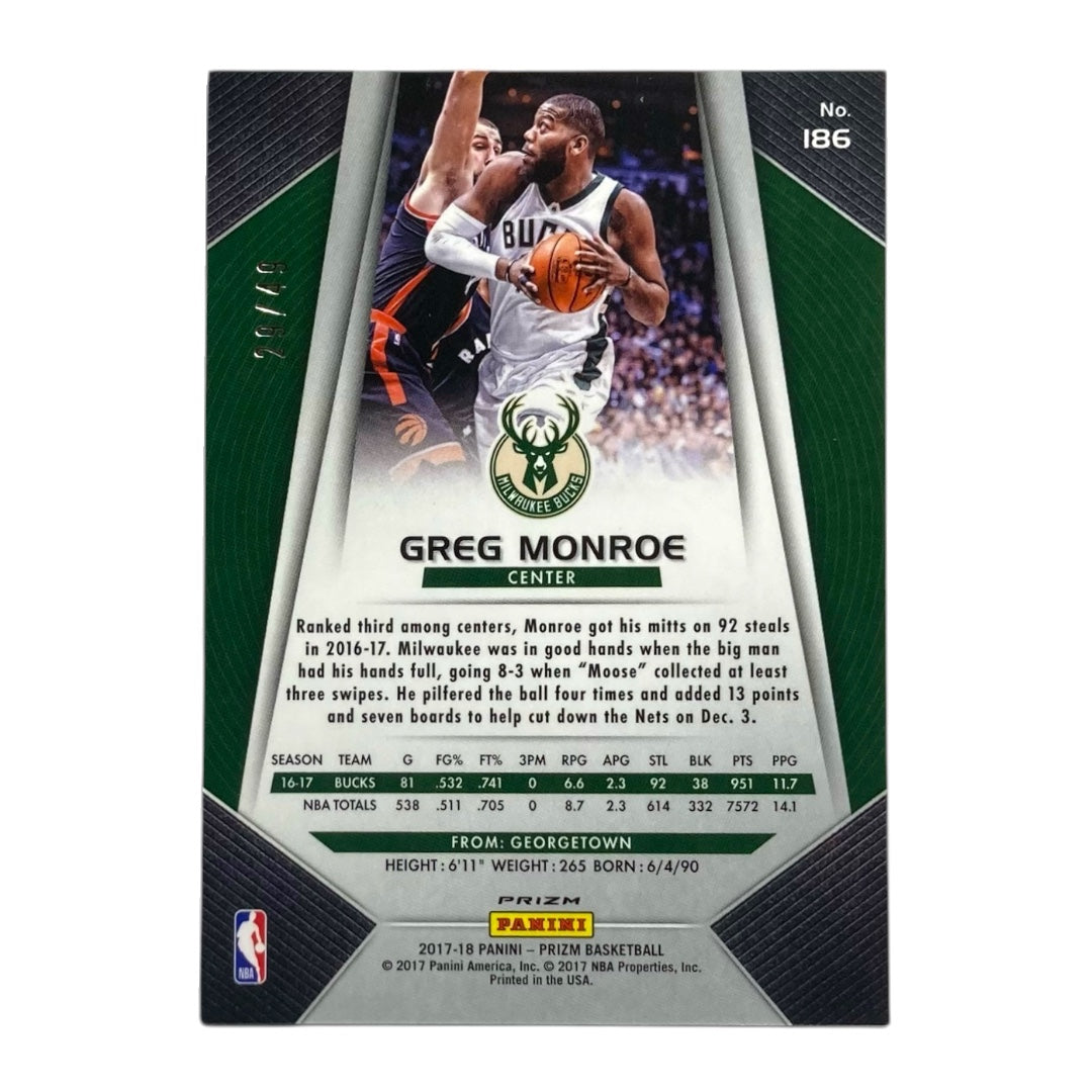PANINI NBAカード PRIZM GREG MONROE MILWAUKEE BUCKS /49 #186 中古 IT2