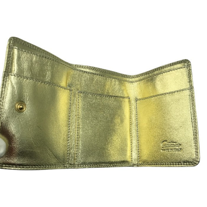 ANTONINI アントニーニ 和光 WAKO 財布 ミニ ゴールド 三つ折り レディース メンズ レザー 本革 中古 KW1