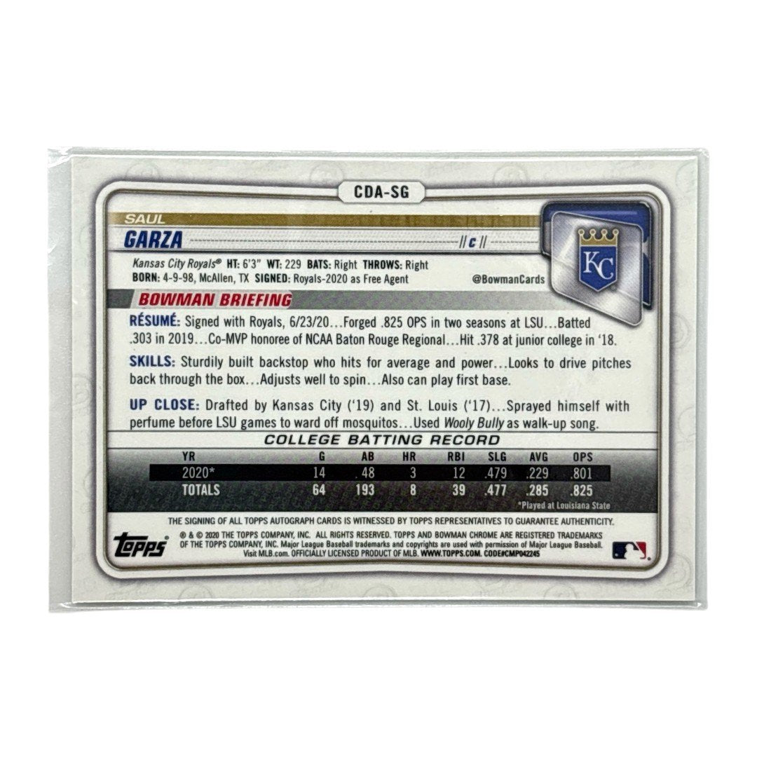TOPPS MLBカード BOWMAN CHROME 1ST SAUL GARZA KANSAS CITY ROYALS /71 #CDA-SG 中古 IT1