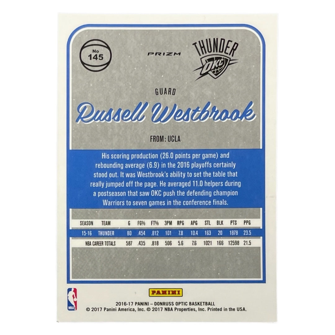 PANINI NBAカード DONRUSS OPTIC PRIZM RUSSELL WESTBROOK OKLAHOMA CITY THUNDER #145 中古 IT2