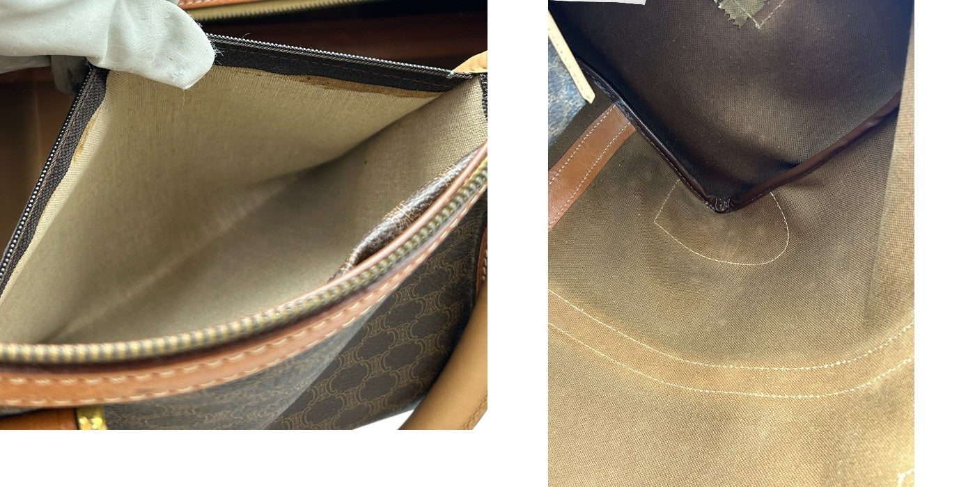 CELINE セリーヌ マカダム ボストンバッグ 鞄 ブランド おしゃれ 旅行 大きめ レザー 中古 W4