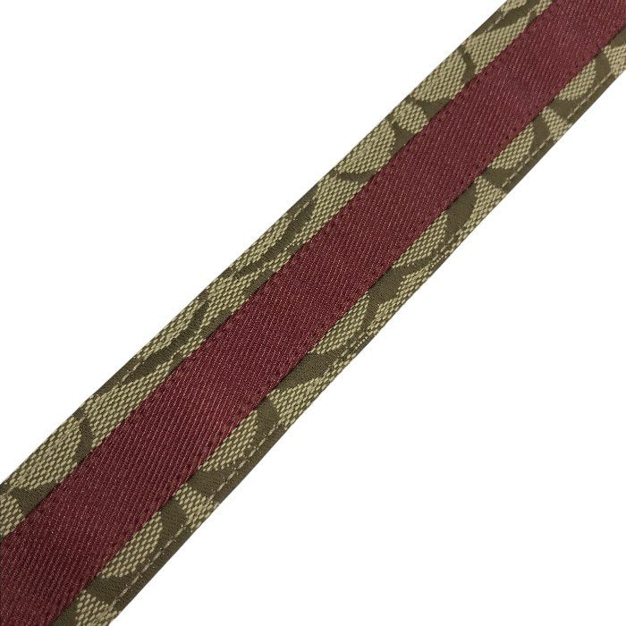 COACH コーチ シグネチャー ベルト メンズ レザー ピン式 大きいサイズ ベージュ/レッド系 105cm 90006 中古 T1