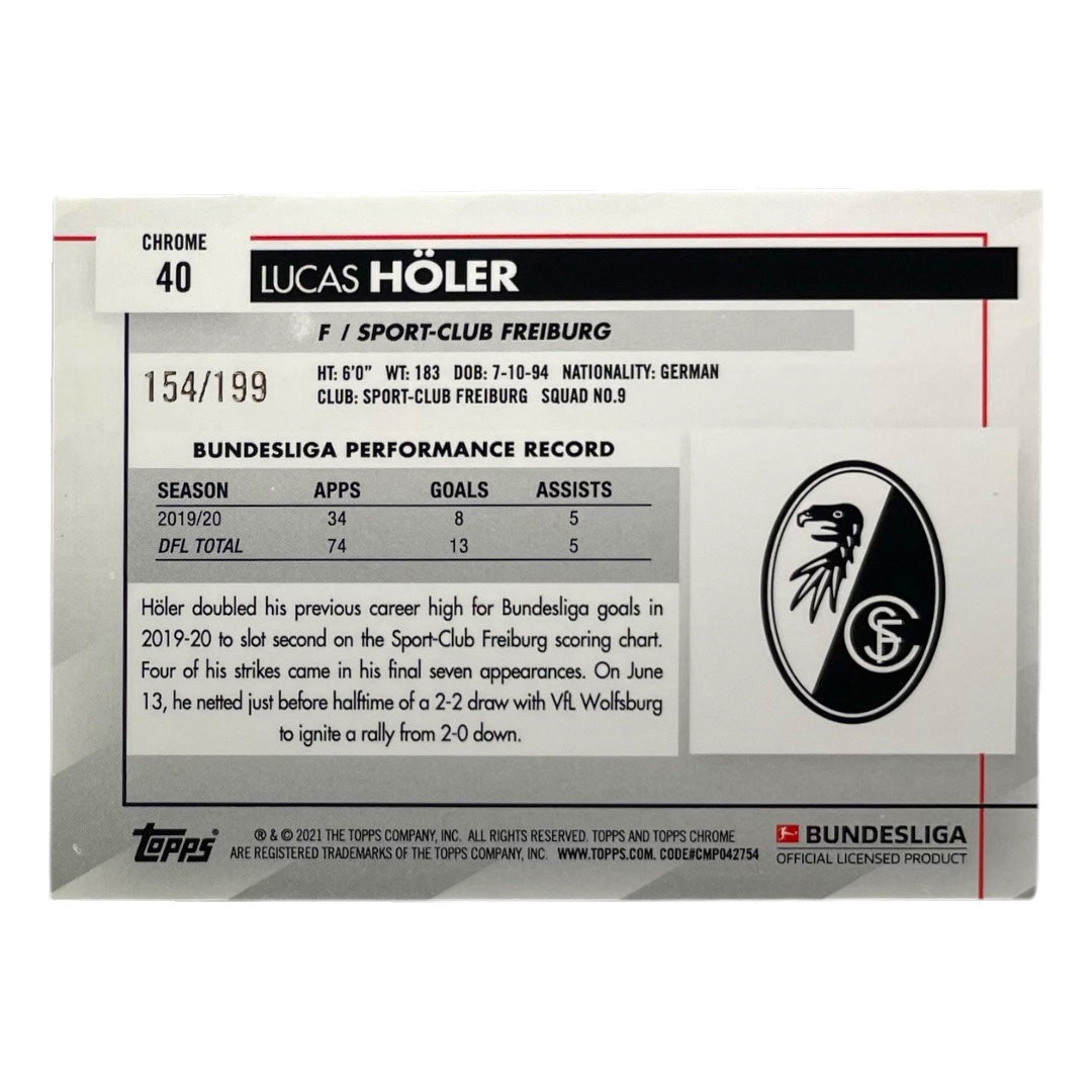 TOPPS サッカーカード CHROME LUCAS HOLER FREIBURG /199 #40 中古 IT2