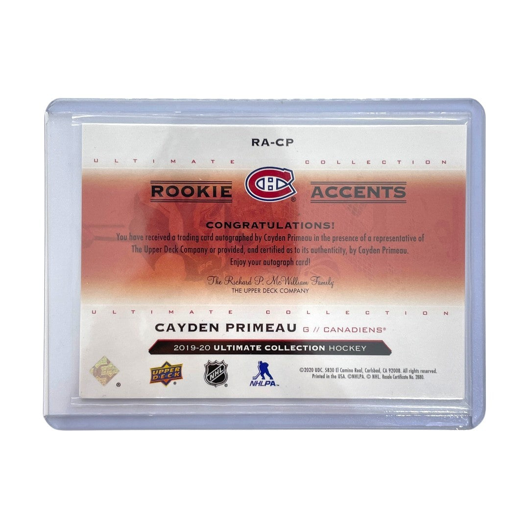 UPPER DECK NHLカード ULTIMATE COLLECTION CAYDEN PRIMEAU CANADIENS 64/99 #RA-CP 中古 IT1