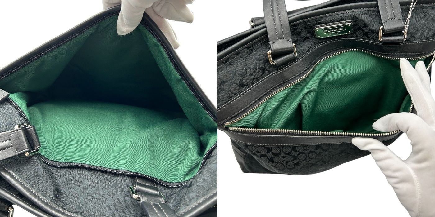 COACH コーチ ミニシグネチャー 2WAY トートバッグ F70291 メンズ ショルダーバッグ キャンバス ブラック 中古 W4