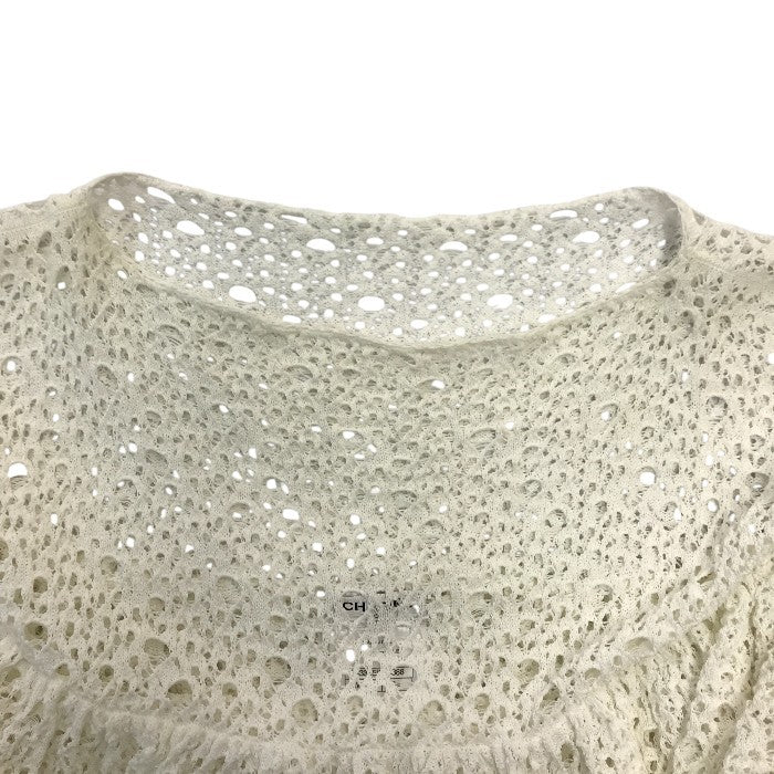 CHANEL シャネル トップス レディース レース ニット フリル アシンメトリー ホワイト 34サイズ P43385K04388 中古 T1