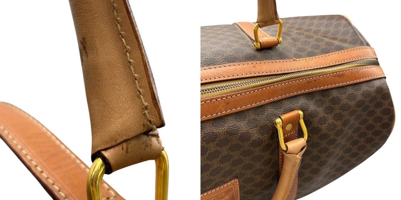 CELINE セリーヌ マカダム ボストンバッグ 鞄 ブランド おしゃれ 旅行 大きめ レザー 中古 W4