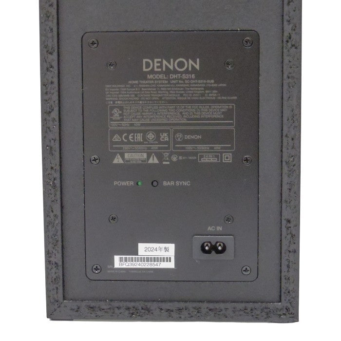 デノン Denon DHT-S316 サウンドバー ARC/Bluetooth対応/ワイヤレスサブウーファー ブラック DHT-S316K 中古 a1