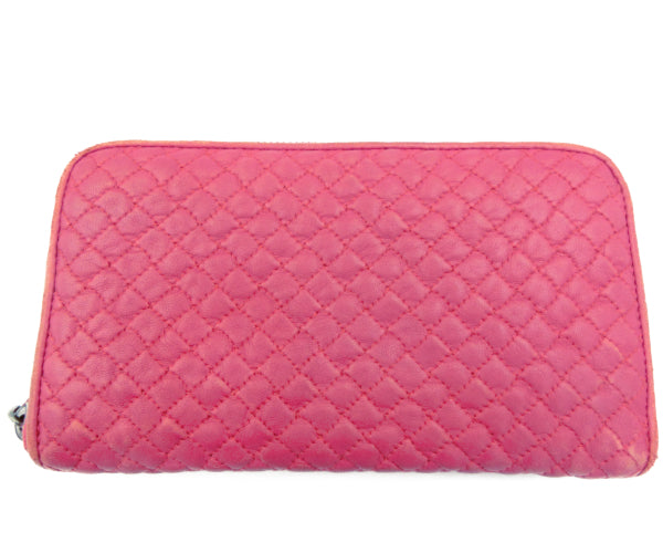 BOTTEGA VENETA/ボッテガヴェネタ キルティング レザー ラウンドファスナー 長財布 中古 1