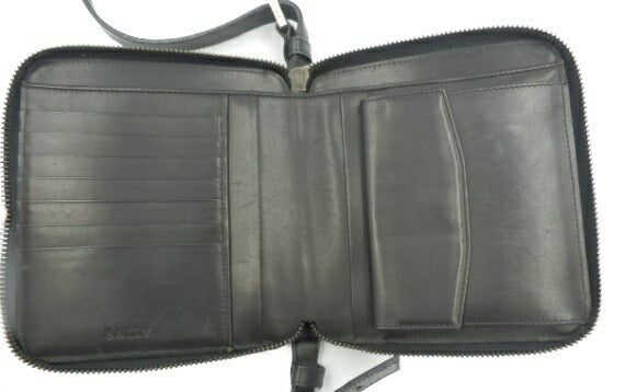BALLY バリー ショルダー付 ウォレッ ト 財布 中古 黒 ブラック レディース メンズ ブランド BADRAN