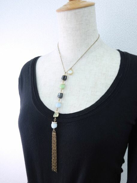 SWAROVSKI/スワロフスキー ネックレス 中古 ロングトップで印象的な胸元に♪ ゴールド×ブラック×グリーン