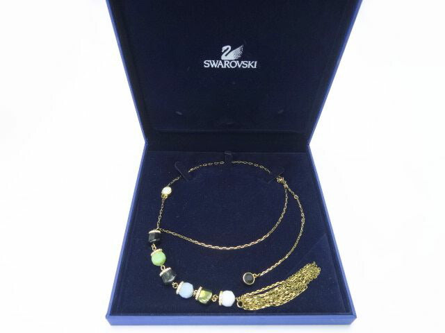 SWAROVSKI/スワロフスキー ネックレス 中古 ロングトップで印象的な胸元に♪ ゴールド×ブラック×グリーン
