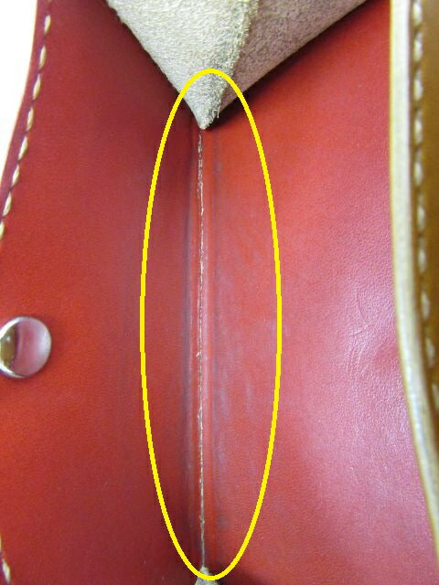 権治/ゴンジ レザー二つ折り長財布 中古 ブラウン 茶色 レッド 赤 オーダーメイド 京都 オリジナル