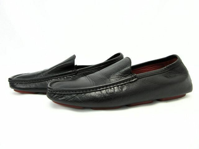 VALENTINO GARAVANI/バレンチノ ガラヴァーニ レザースリッポン 約26.5-27cm 中古 イタリア メンズ ブラック 上質