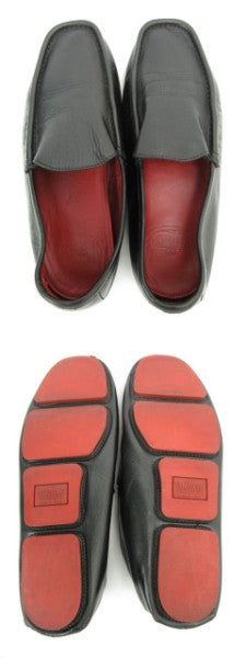 VALENTINO GARAVANI/バレンチノ ガラヴァーニ レザースリッポン 約26.5-27cm 中古 イタリア メンズ ブラック 上質