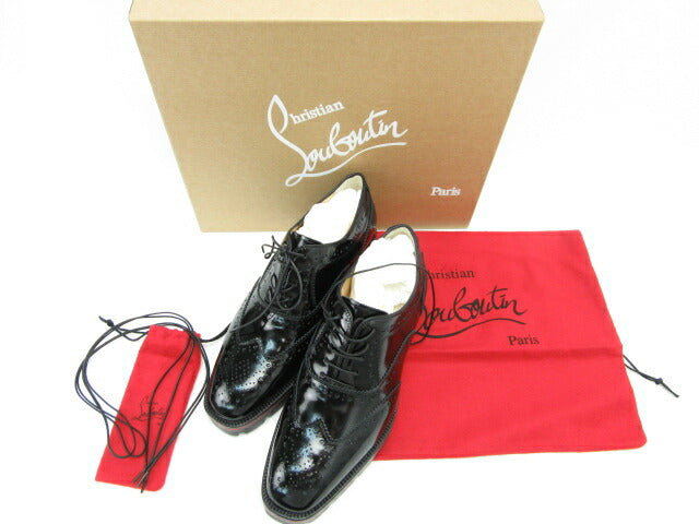 未使用品 Christian Louboutin/クリスチャン ルブタン Charletta パテントレザー エナメルシューズ 約23.5cm 中古 ローファー 美品 人気 おすすめ ブラック レッド レディース