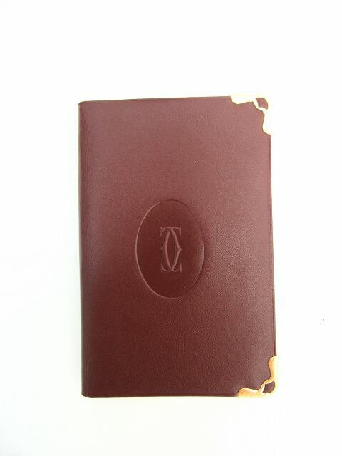 未使用品 Cartier/カルティエ マストドゥカルティエ レザーアドレス帳 中古 ミニ ボルドー 美品 手帳 メモ帳