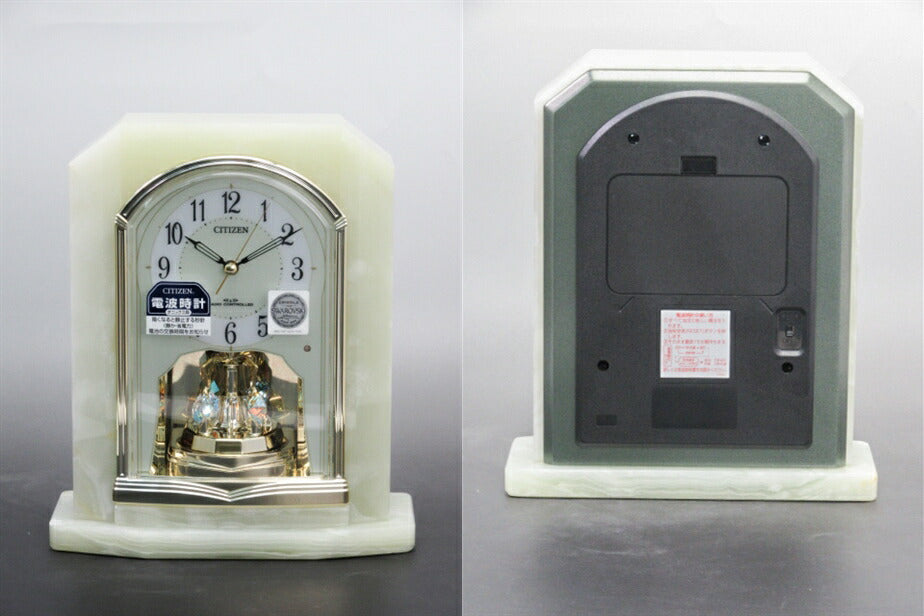 未使用品 CITIZEN/シチズン 電波置時計 パルラフィーネ オニックス枠 中古 ヨーロピアンテイストの華やかな置時計です♪