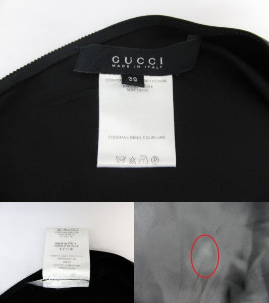 GUCCI/グッチ シルク100%カットスカート Mサイズ 中古 レディース ブラック 黒 デザイン おすすめ 花 フラワー