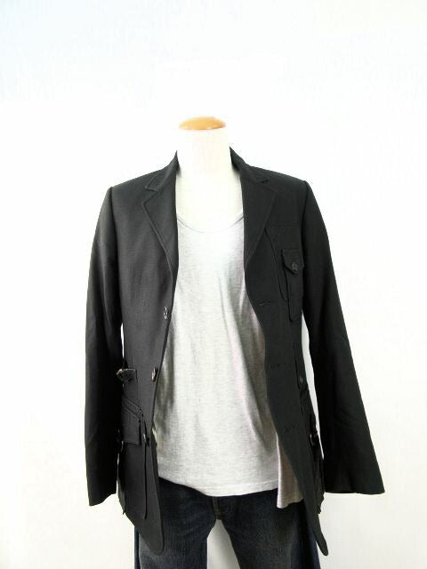 roberto cavalli/ロベルト カヴァリ メンズコットンジャケット XS 中古 レオパード ヒョウ柄 ブラック アニマル柄
