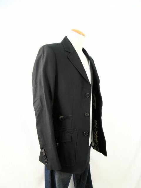 roberto cavalli/ロベルト カヴァリ メンズコットンジャケット XS 中古 レオパード ヒョウ柄 ブラック アニマル柄