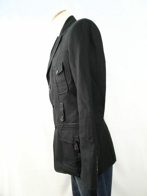 roberto cavalli/ロベルト カヴァリ メンズコットンジャケット XS 中古 レオパード ヒョウ柄 ブラック アニマル柄