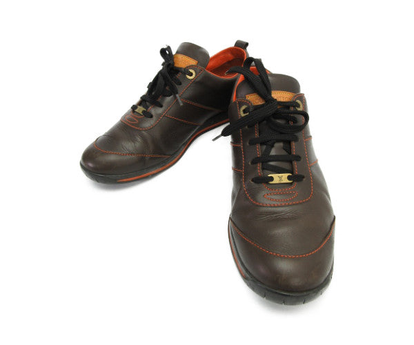 LOUIS VUITTON/ルイヴィトン ゴムソールレザースニーカー 約26.5cm 中古 靴 ブランド メンズ 7.5 ブラウン オレンジ