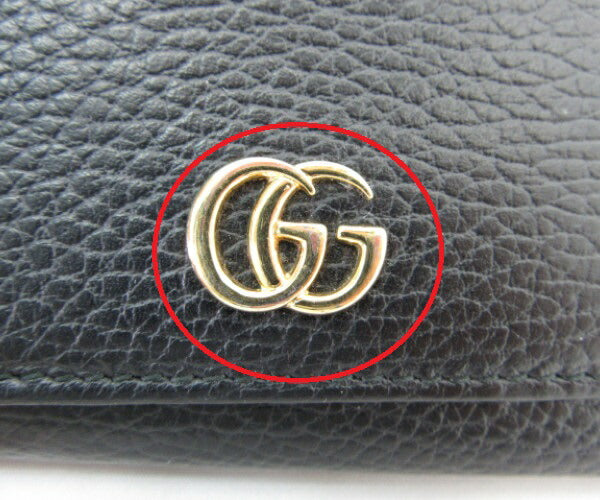 GUCCI マーモント レザーWホック財布 中古 グッチ レディース 474746 2091 ブラック コンパクト