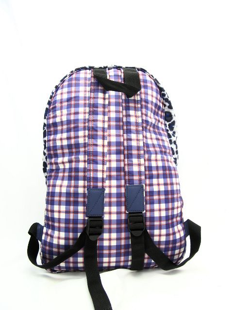 MARC BY MARC JACOBS/マーク バイ マーク ジェイコブス レオパード柄&チェック柄リュックサック 中古 バックパック ヒョウ アニマル オレンジ ブルー系 ナイロン 軽量