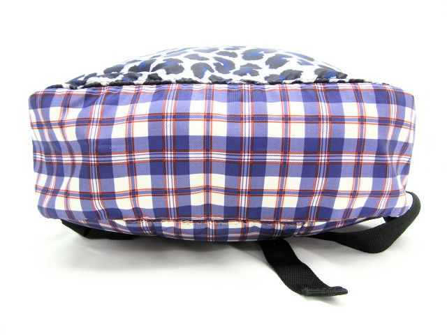 MARC BY MARC JACOBS/マーク バイ マーク ジェイコブス レオパード柄&チェック柄リュックサック 中古 バックパック ヒョウ アニマル オレンジ ブルー系 ナイロン 軽量