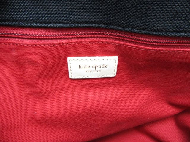Kate spade/ケイトスペード キャンバストートバッグ 中古 鞄 ブラック レッド 赤 レディース 大容量 ブランド