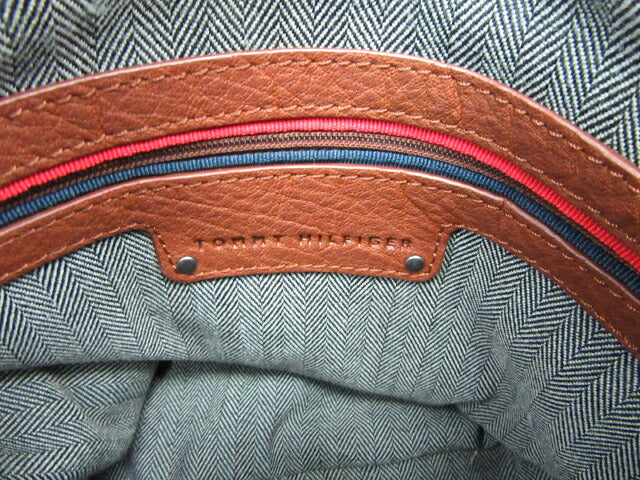 TOMMY HILFIGER/トミーヒルフィガー レザー2WAYバッグ 中古 ショルダー ハンド ブラウン フリンジ 茶 レディース 鞄