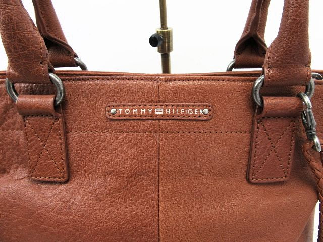 TOMMY HILFIGER/トミーヒルフィガー レザー2WAYバッグ 中古 ショルダー ハンド ブラウン フリンジ 茶 レディース 鞄