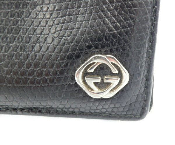 GUCCI ダブルG リザード 柄 レザー 2つ折り 札入れ 中古 グッチ 本革 財布 カード入れ ブランド おしゃれ 小さめ メンズ