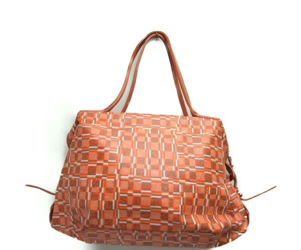 Salatore Ferragamo/フェラガモ レザー オレンジ ショルダーバッグ 中古 PVC、ロゴ、ハンド