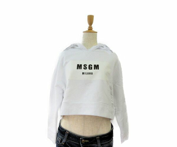 MSGM/エムエスジーエム フード付 コットンパーカー XS 中古 レディース、綿100%、ホワイト