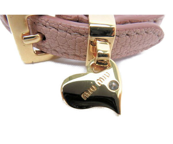 miu miu/ミュウミュウ ハート ブレスレット 中古 レザー ベルト ピンク ゴールド ブランド 本革 おしゃれ