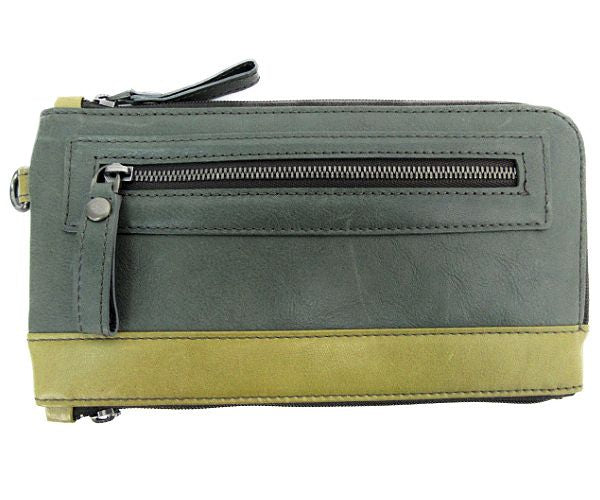 FUJITAKA/フジタカ レザー L字ファスナー長財布 中古 牛革 本革 グリーン イエロー ウォレット