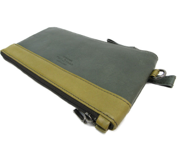 FUJITAKA/フジタカ レザー L字ファスナー長財布 中古 牛革 本革 グリーン イエロー ウォレット