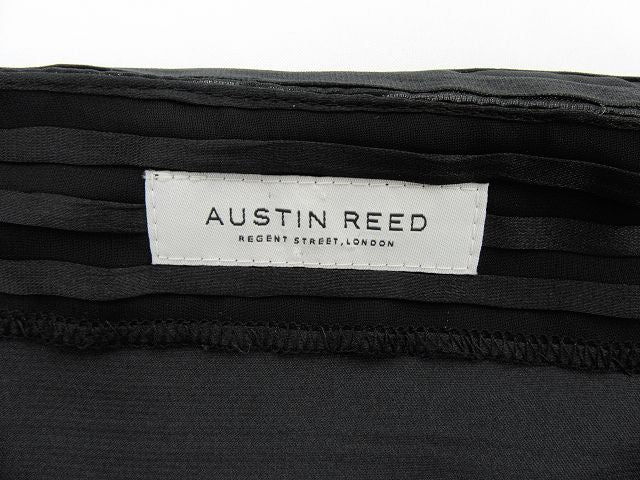 AUSTIN REED/オースチンリード ビーズ ビジュー付 スクエアネック トップス 38 中古 ポリエステル ボーダー レディース ブラック 黒 シースルー