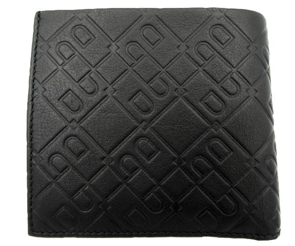 BALLY/バリー レザー 二つ折り財布 中古 ブラック 黒 ウォレット 本革 総柄