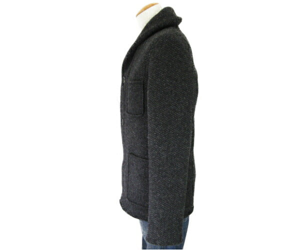 ALPHA MASSIMO REBECCHI/アルファ マッシモレベッキ ウール ショールカラージャケット 50 中古 グレー メンズ ポリエステル アクリル LLサイズ