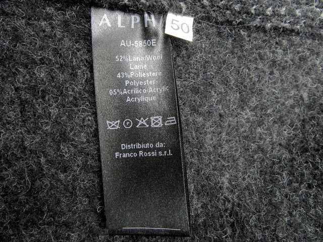 ALPHA MASSIMO REBECCHI/アルファ マッシモレベッキ ウール ショールカラージャケット 50 中古 グレー メンズ ポリエステル アクリル LLサイズ
