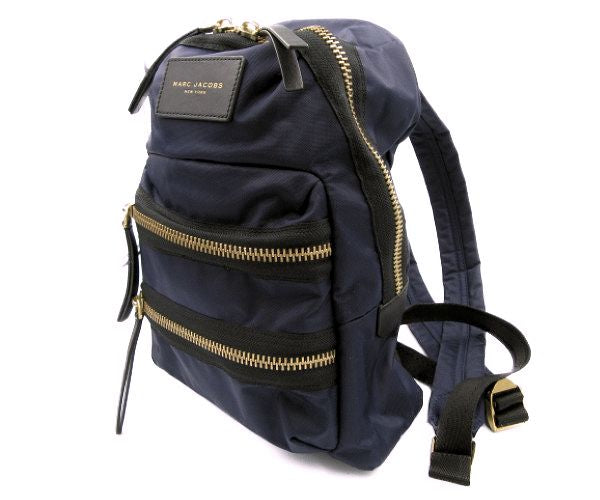 MARC JACOBS/マークジェイコブス ナイロン リュックサック 中古 ネイビー 紺 ミニ 鞄 牛革